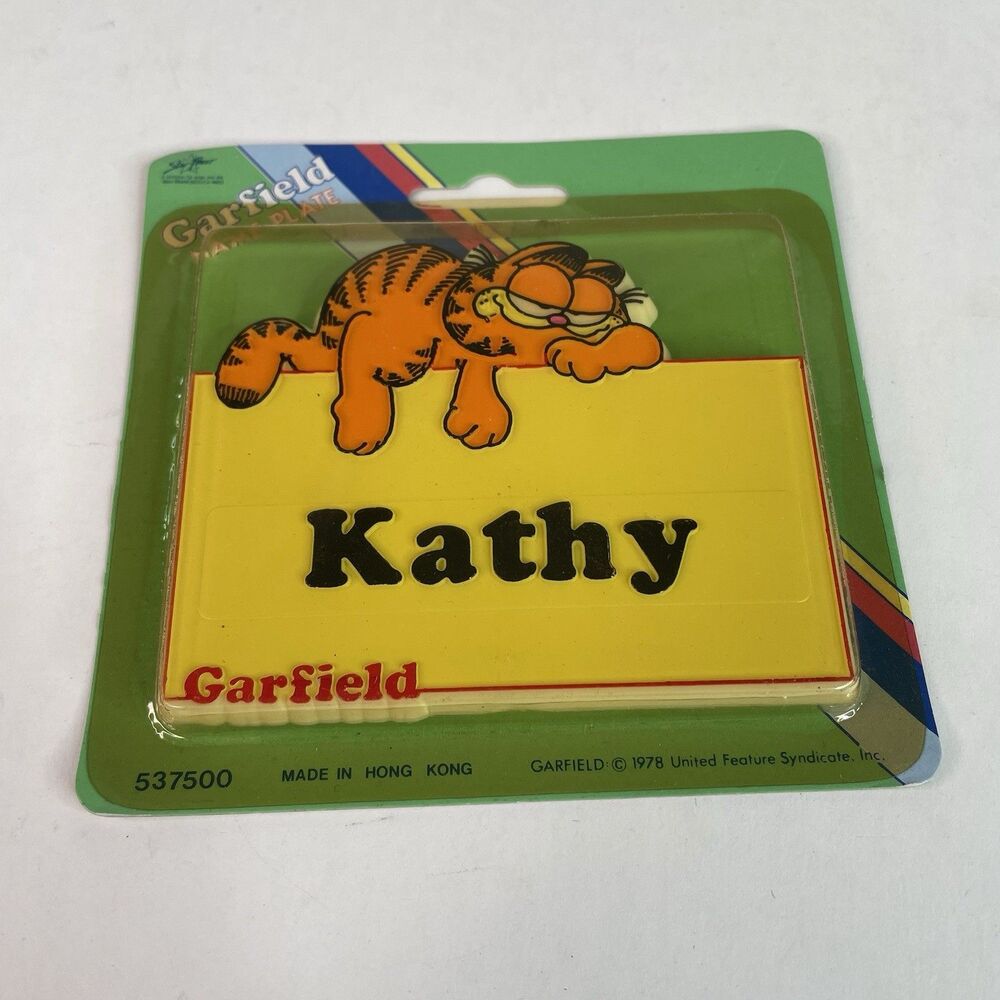 NEW Vintage Garfield Name Plate Kathy 1978 RARE, Sealed, Yellow
